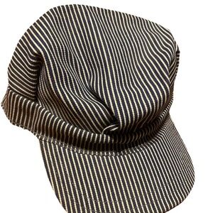 Vintage Conductor Hat Cap Adult size Mens Railroad Engineer Striped USA EUC!!!